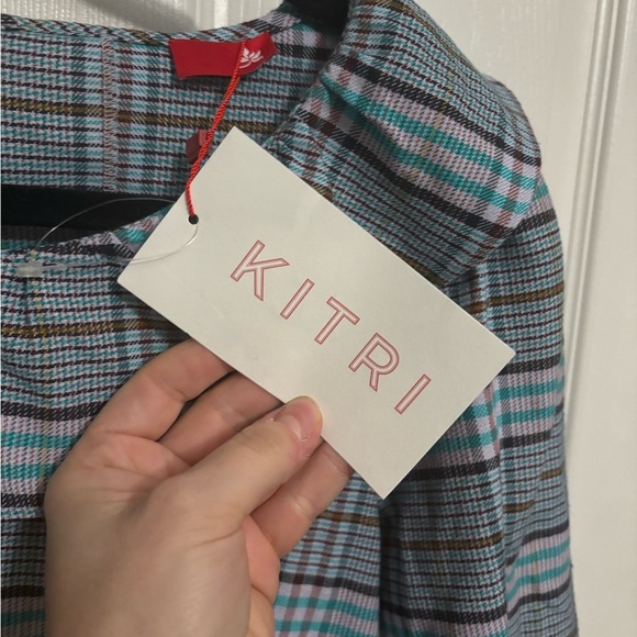 NEW Kitri | Sydney Check Frill Dress Plaid Ruffle‎ Women's Blue Grey Sz US 6 - Picture 3 of 11